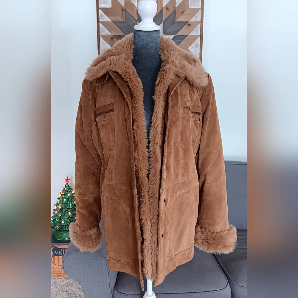 Vintage 90s Y2K Penny Lane Jacket Removable Fur Liner - Picture 5 of 16